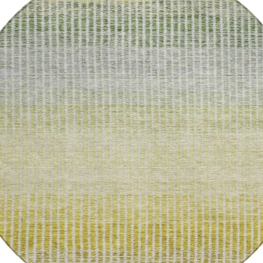 8' Brown Gold And Beige Round Striped Washable Indoor Outdoor Area Rug Photo 7