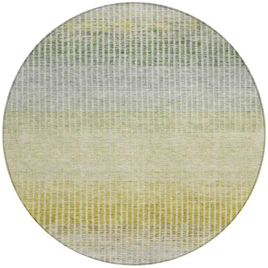 8' Brown Gold And Beige Round Striped Washable Indoor Outdoor Area Rug Photo 4