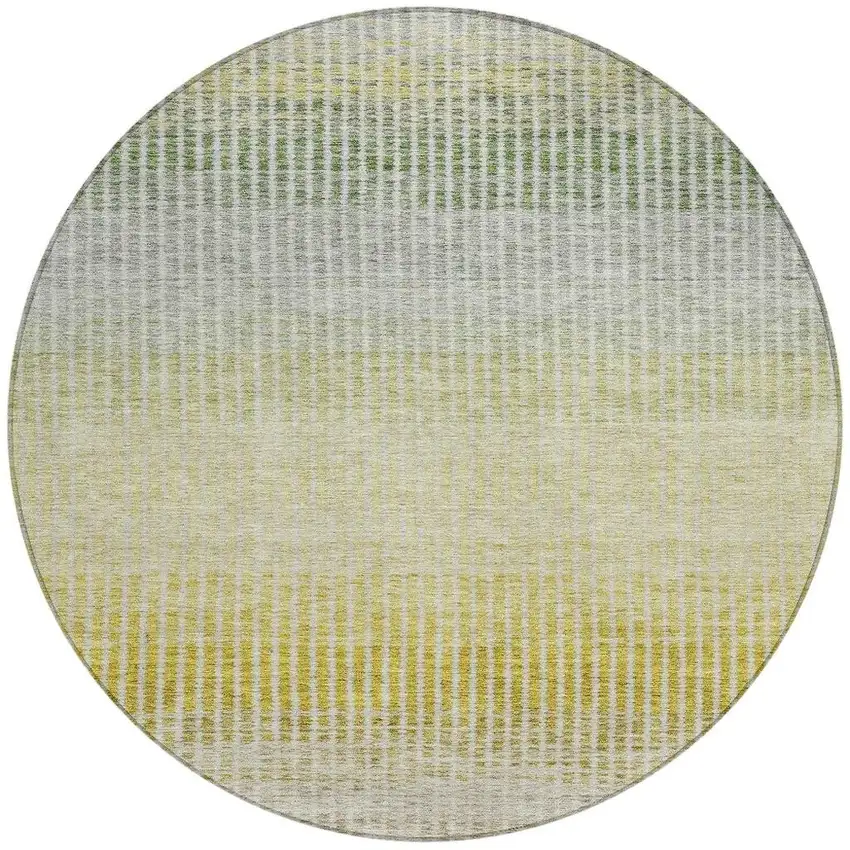 8' Brown Gold And Beige Round Striped Washable Indoor Outdoor Area Rug Photo 4