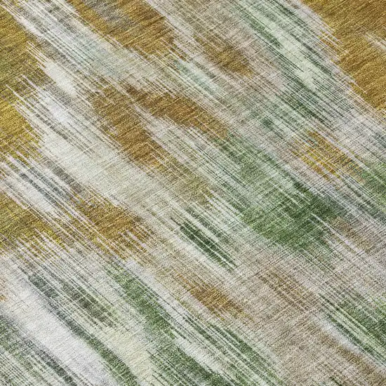 8' Brown Gold And Ivory Round Abstract Washable Indoor Outdoor Area Rug Photo 9