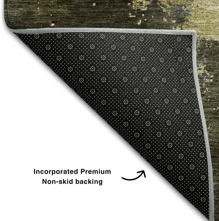 8' Brown Gold And Silver Abstract Washable Round Rug With UV Protection Photo 5