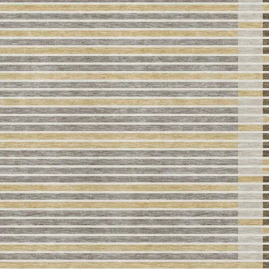 8' Brown Gold And Silver Striped Washable Area Rug With UV Protection Photo 2