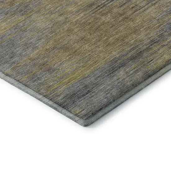 8' Brown Gold And Taupe Abstract Washable Round Rug With UV Protection Photo 7