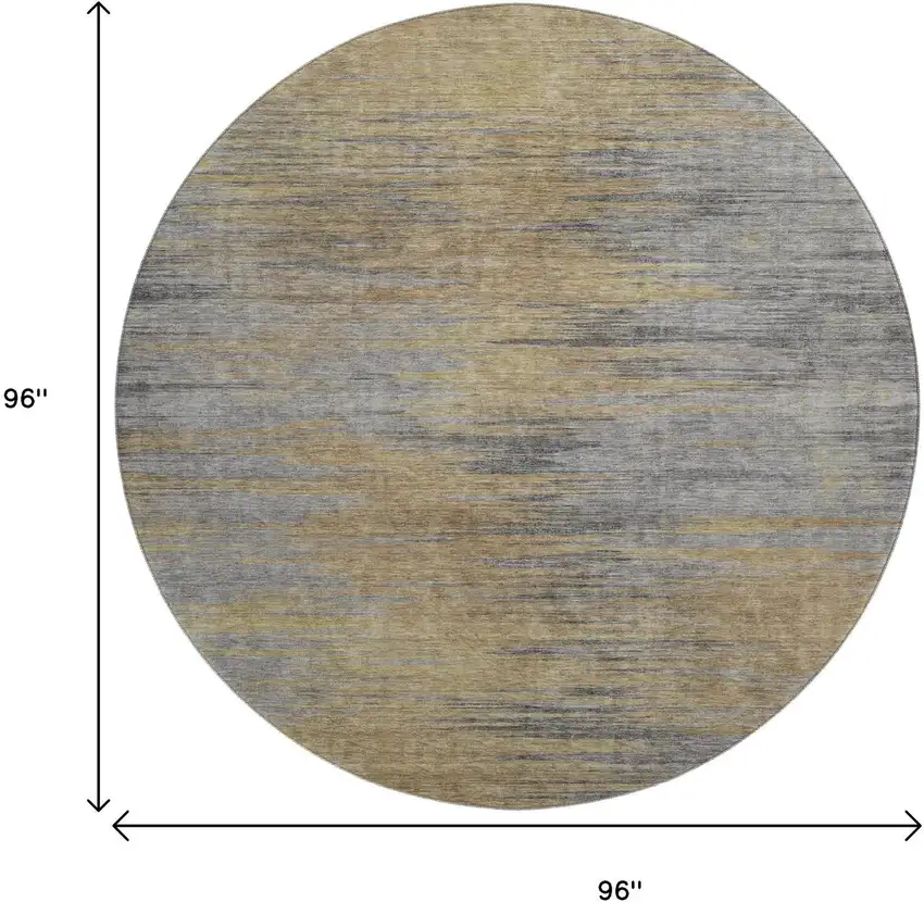 8' Brown Gold And Taupe Abstract Washable Round Rug With UV Protection Photo 3