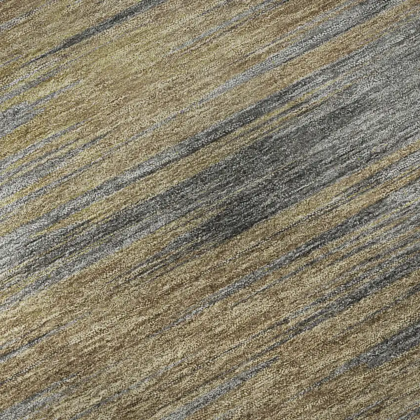 8' Brown Gold And Taupe Abstract Washable Round Rug With UV Protection Photo 9