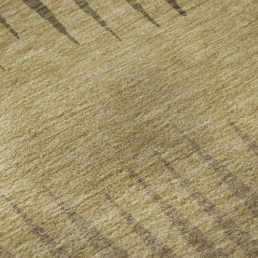 8' Brown Gold And Taupe Striped Washable Round Rug With UV Protection Photo 9