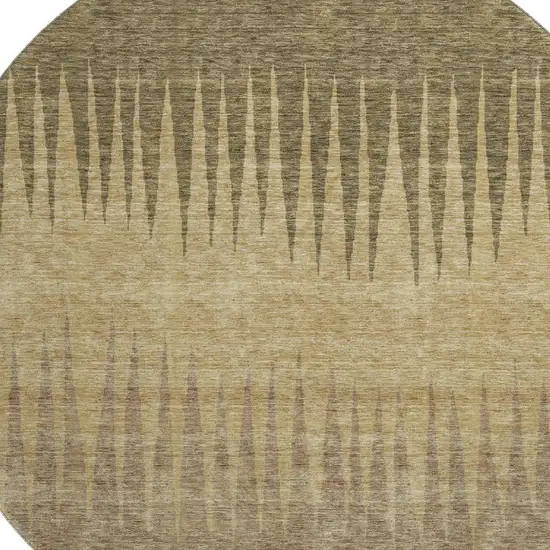 8' Brown Gold And Taupe Striped Washable Round Rug With UV Protection Photo 3
