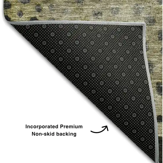 8' Brown Gray And Beige Polka Dot Washable Round Rug With UV Protection Photo 6