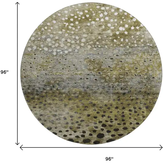 8' Brown Gray And Beige Polka Dot Washable Round Rug With UV Protection Photo 9