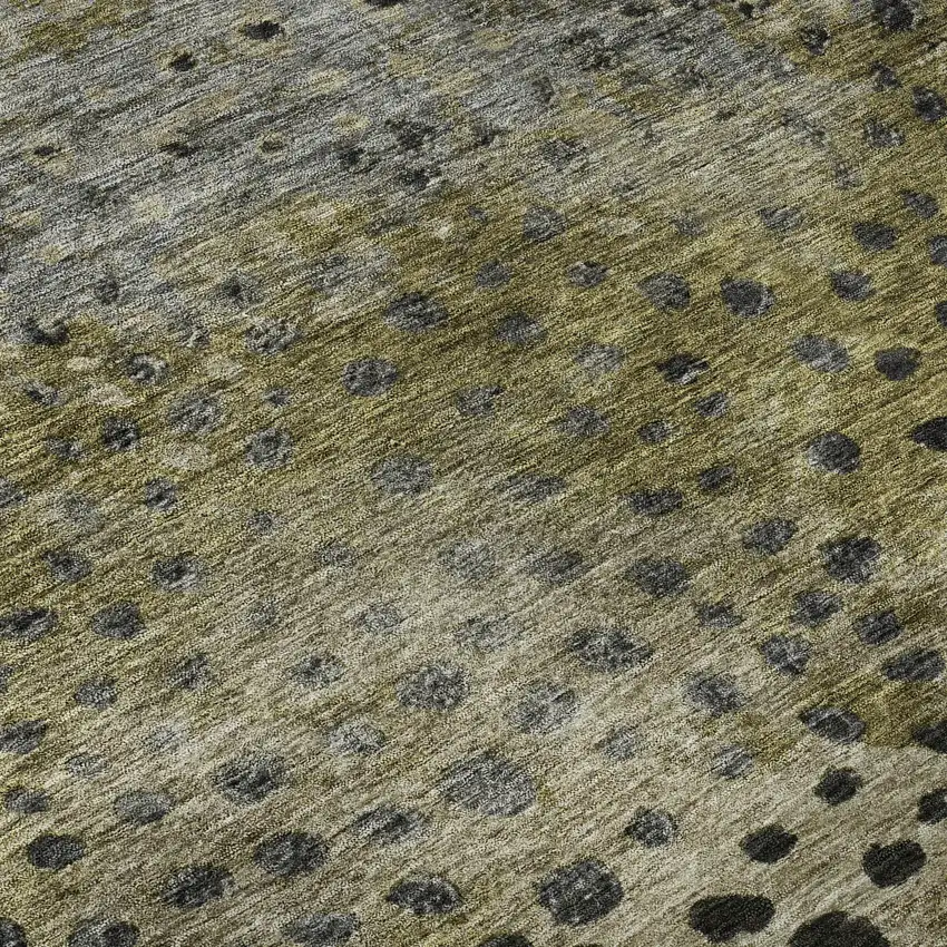 8' Brown Gray And Beige Polka Dot Washable Round Rug With UV Protection Photo 8