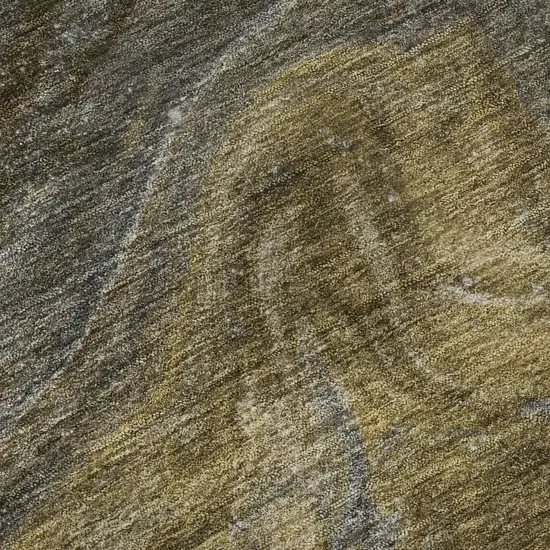 8' Brown Gray And Ivory Abstract Washable Round Rug With UV Protection Photo 8