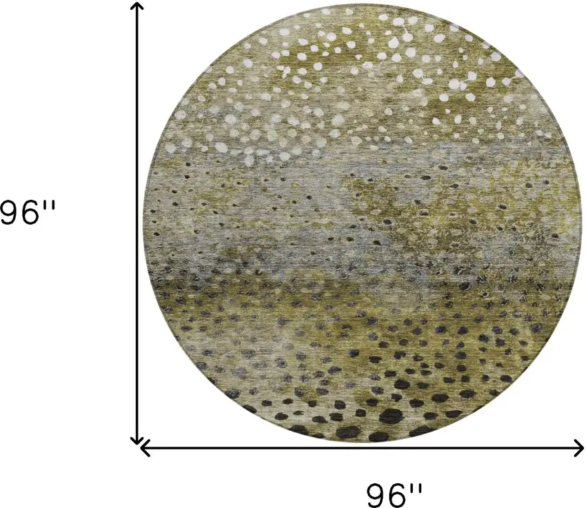 8' Brown Gray And Ivory Round Abstract Washable Indoor Outdoor Area Rug Photo 8