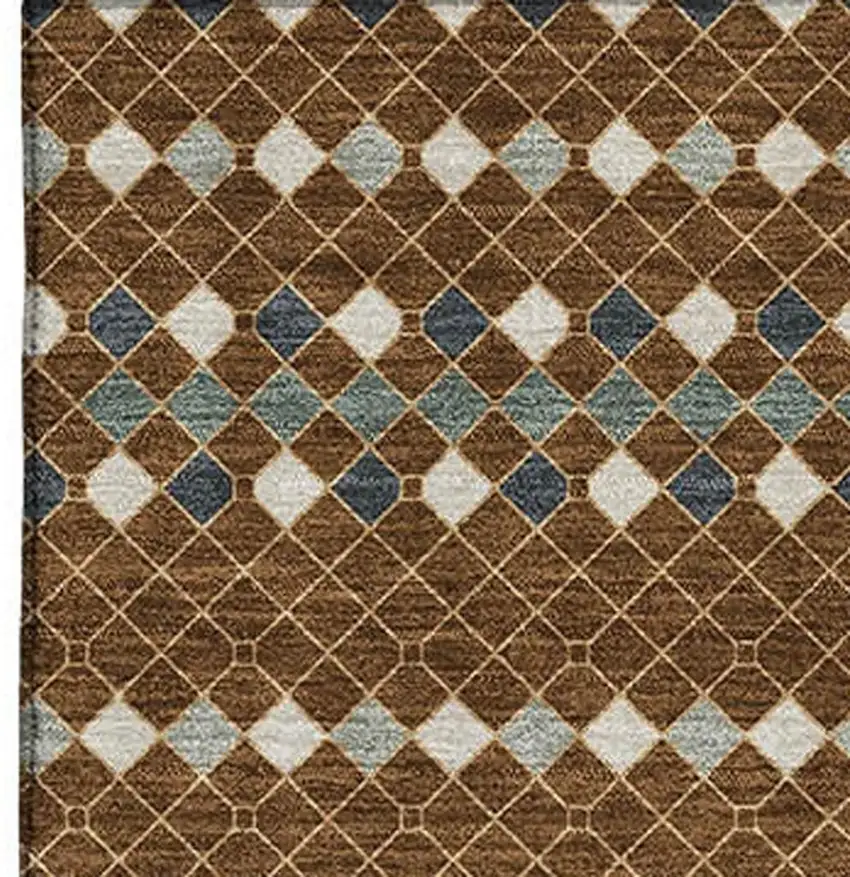 8' Brown Gray And Ivory Striped Washable Area Rug With UV Protection Photo 2