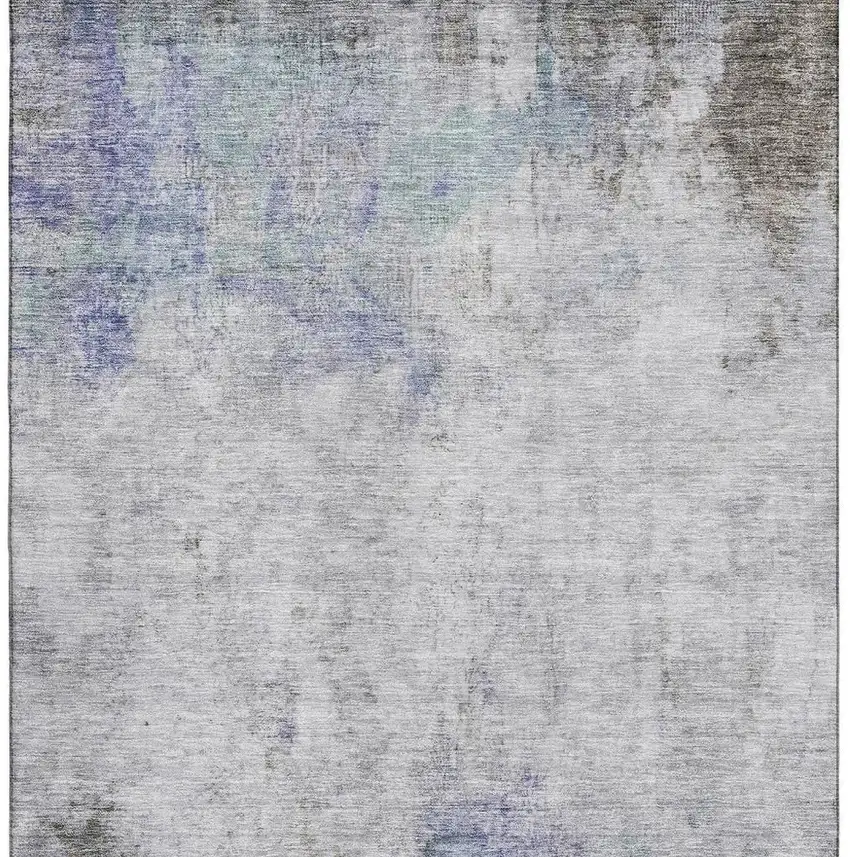 8' Brown Gray And Purple Abstract Washable Area Rug With UV Protection Photo 3