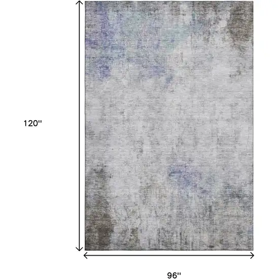 8' Brown Gray And Purple Abstract Washable Area Rug With UV Protection Photo 6