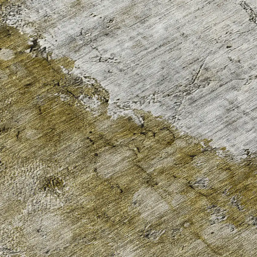 8' Brown Gray And Silver Round Abstract Washable Indoor Outdoor Area Rug Photo 9