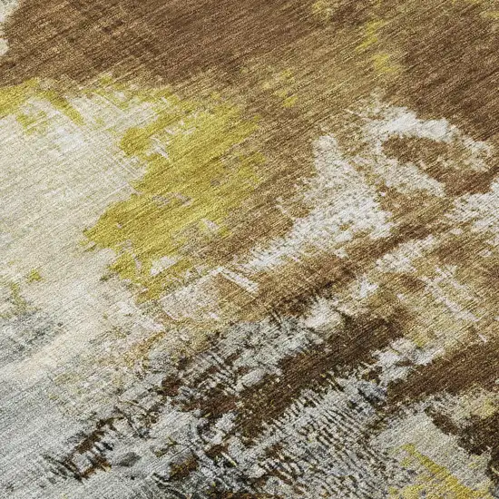 8' Brown Gray And Taupe Round Abstract Washable Indoor Outdoor Area Rug Photo 9