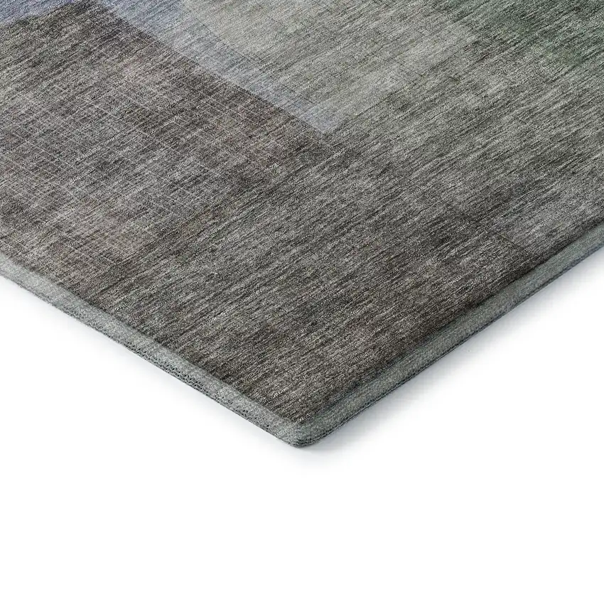 8' Brown Green And Blue Abstract Washable Round Rug With UV Protection Photo 6