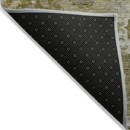8' Brown Green And Gray Round Floral Washable Indoor Outdoor Area Rug Photo 3