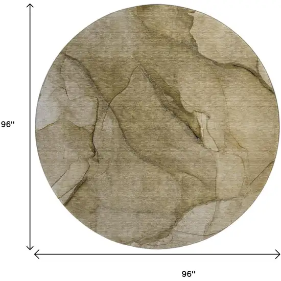 8' Brown Ivory And Beige Abstract Washable Round Rug With UV Protection Photo 3