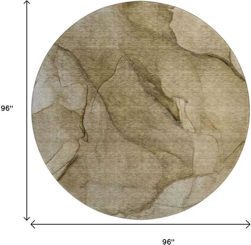 8' Brown Ivory And Beige Abstract Washable Round Rug With UV Protection Photo 3