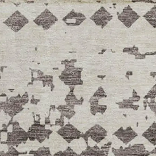 8' Brown Ivory And Beige Geometric Washable Round Rug With UV Protection Photo 2