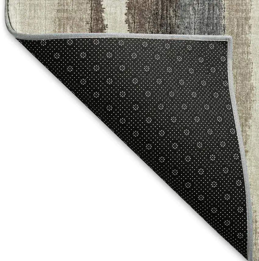 8' Brown Ivory And Gray Abstract Washable Round Rug With UV Protection Photo 7