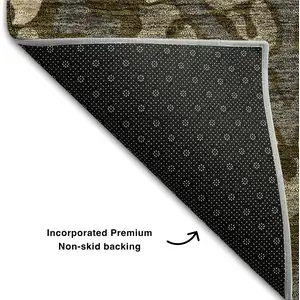 Photo of 8' Brown Ivory And Gray Diamond Washable Round Rug With UV Protection