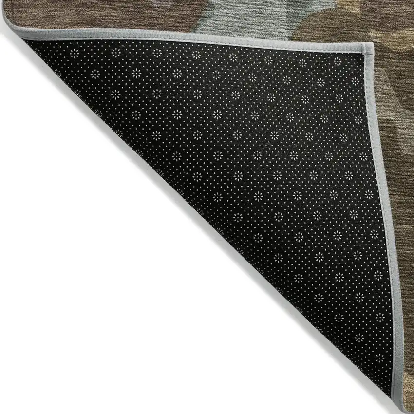 8' Brown Ivory And Gray Round Abstract Washable Indoor Outdoor Area Rug Photo 9