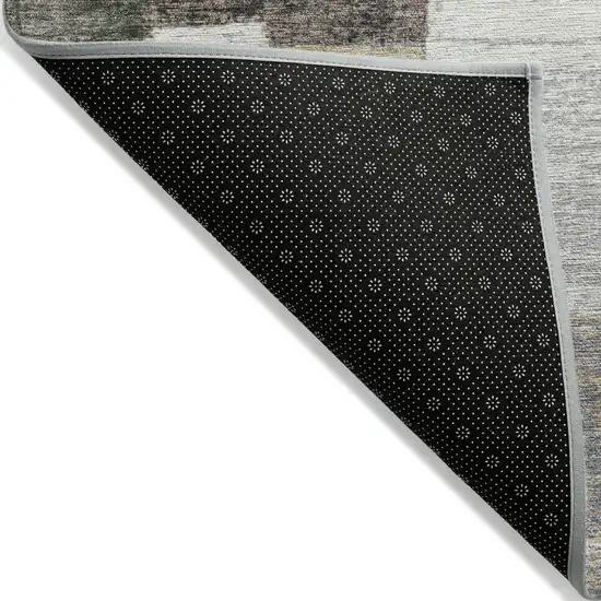 8' Brown Ivory And Gray Round Geometric Washable Indoor Outdoor Area Rug Photo 9