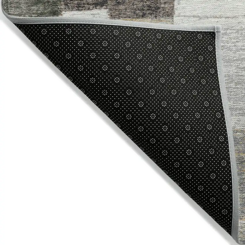 8' Brown Ivory And Gray Round Geometric Washable Indoor Outdoor Area Rug Photo 9