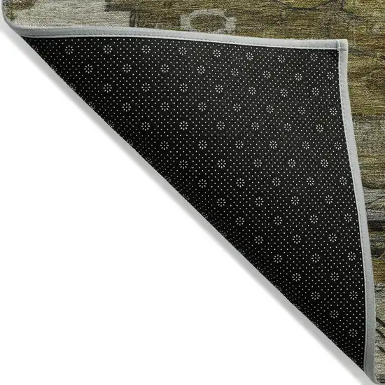 8' Brown Ivory And Gray Round Tribal Washable Indoor Outdoor Area Rug Photo 5