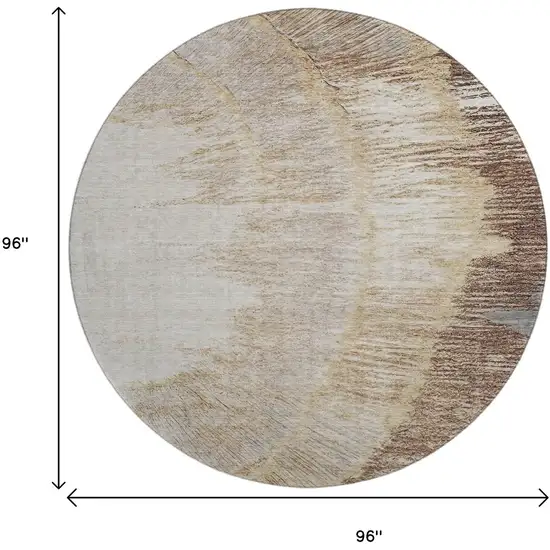 8' Brown Ivory And Gray Woodland Lodge Washable Round Rug With UV Protection Photo 9