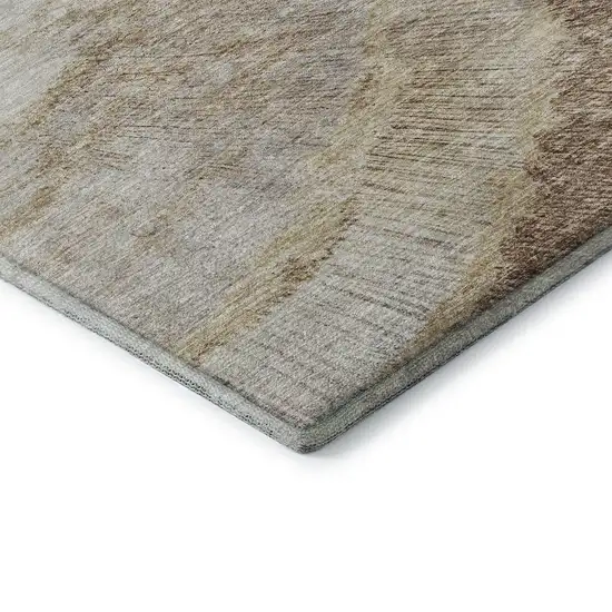 8' Brown Ivory And Gray Woodland Lodge Washable Round Rug With UV Protection Photo 6