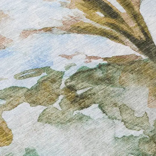 8' Brown Ivory And Green Round Owl Washable Indoor Outdoor Area Rug Photo 7