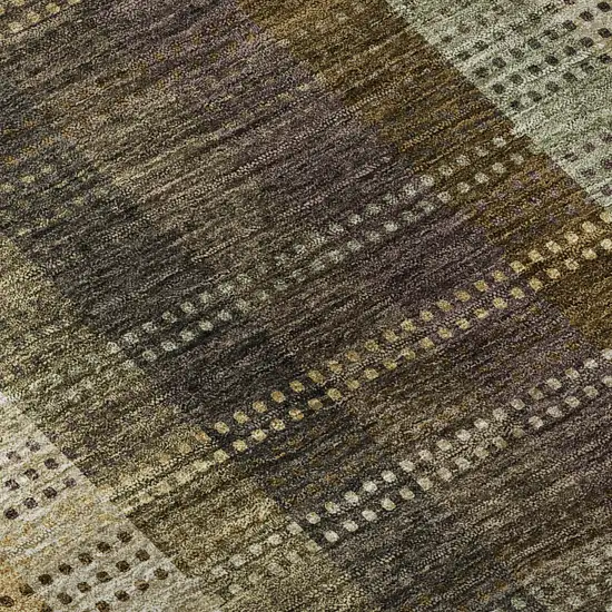 8' Brown Ivory And Plum Plaid Washable Round Rug With UV Protection Photo 8