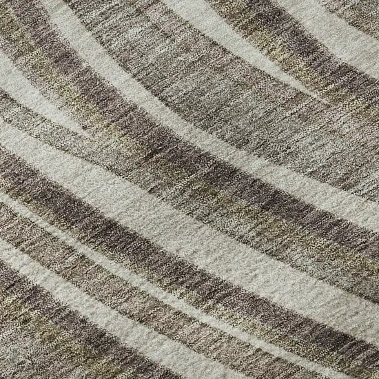 8' Brown Ivory And Taupe Marble Washable Round Rug With UV Protection Photo 9