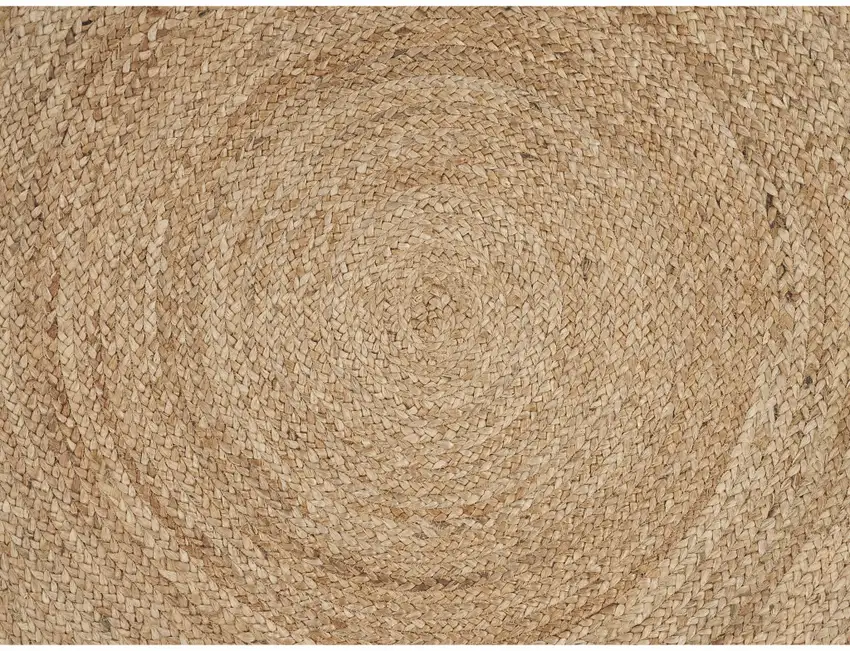 6' Brown Jute Hand Braided Round Rug Photo 8