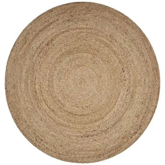 6' Brown Jute Hand Braided Round Rug Photo 4