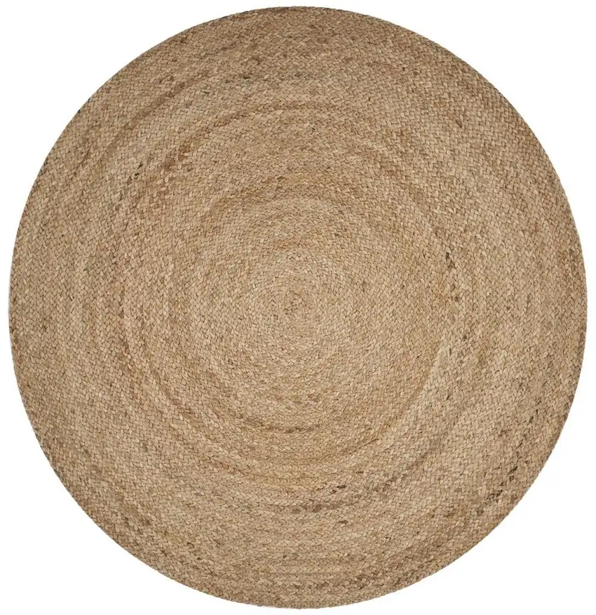 6' Brown Jute Hand Braided Round Rug Photo 4