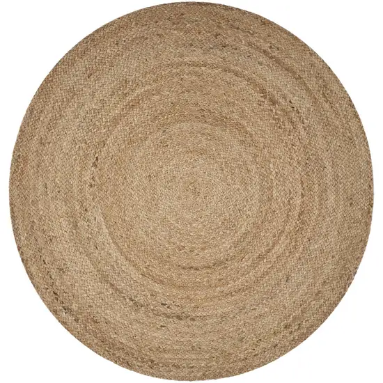 6' Brown Jute Hand Braided Round Rug Photo 5