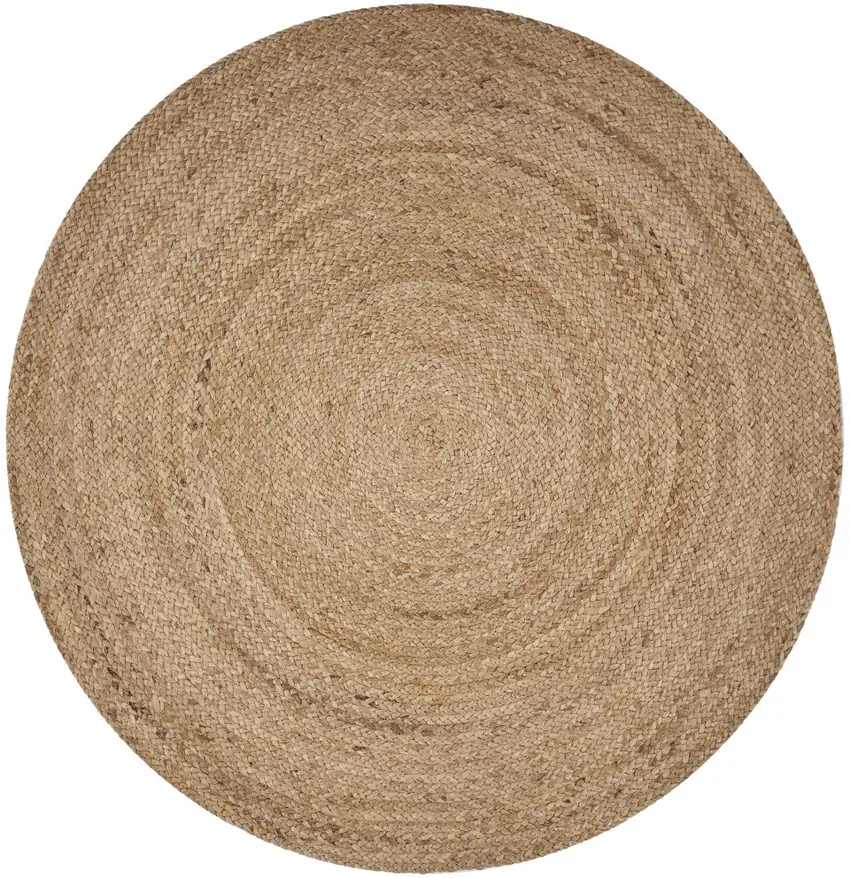 6' Brown Jute Hand Braided Round Rug Photo 5