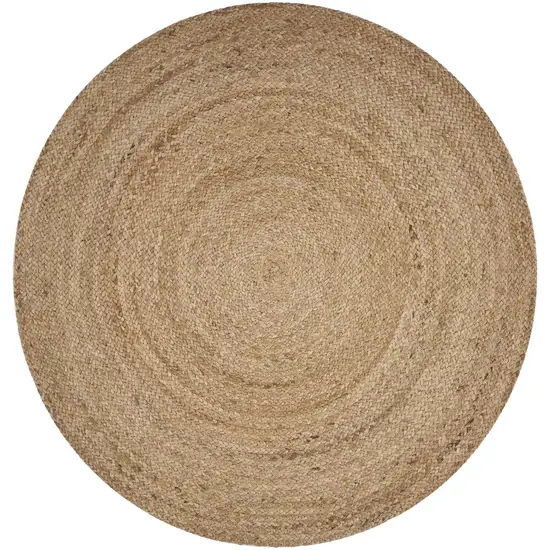 6' Brown Jute Hand Braided Round Rug Photo 2