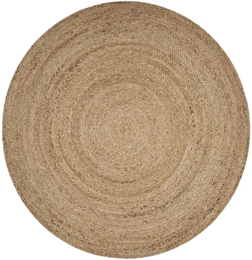 6' Brown Jute Hand Braided Round Rug Photo 2