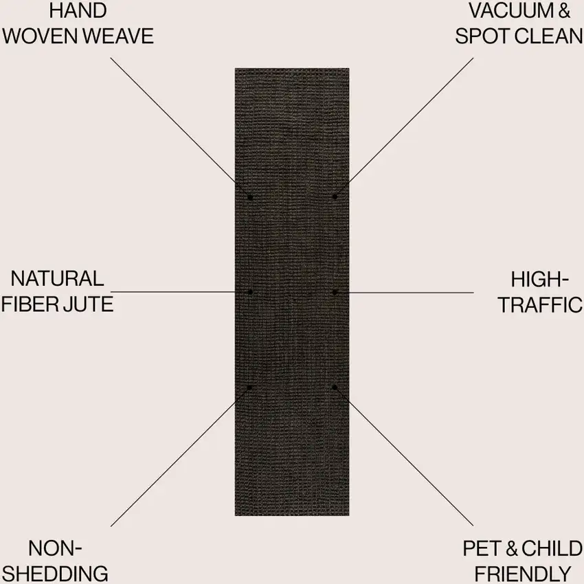 8' Brown Jute Handmade Runner Rug Photo 5