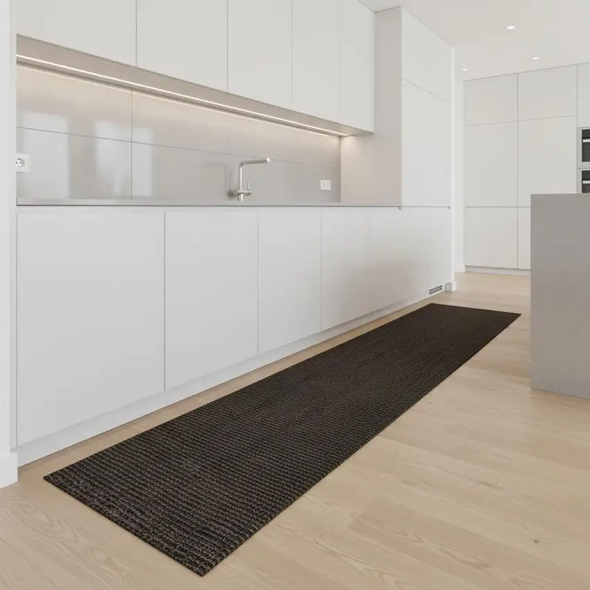 8' Brown Jute Handmade Runner Rug Photo 2