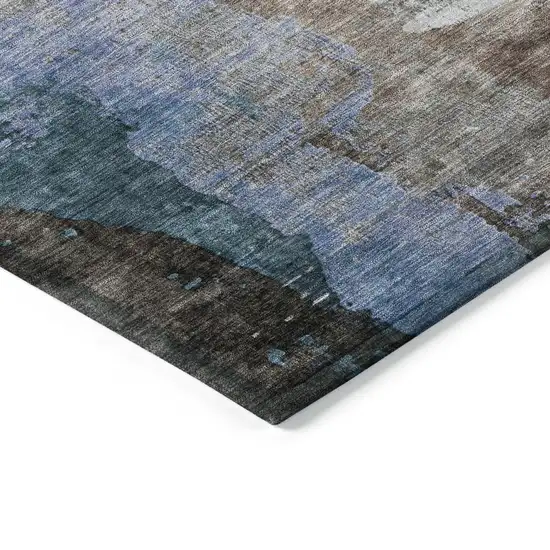 8' Brown Lavender And Taupe Round Abstract Washable Indoor Outdoor Area Rug Photo 7