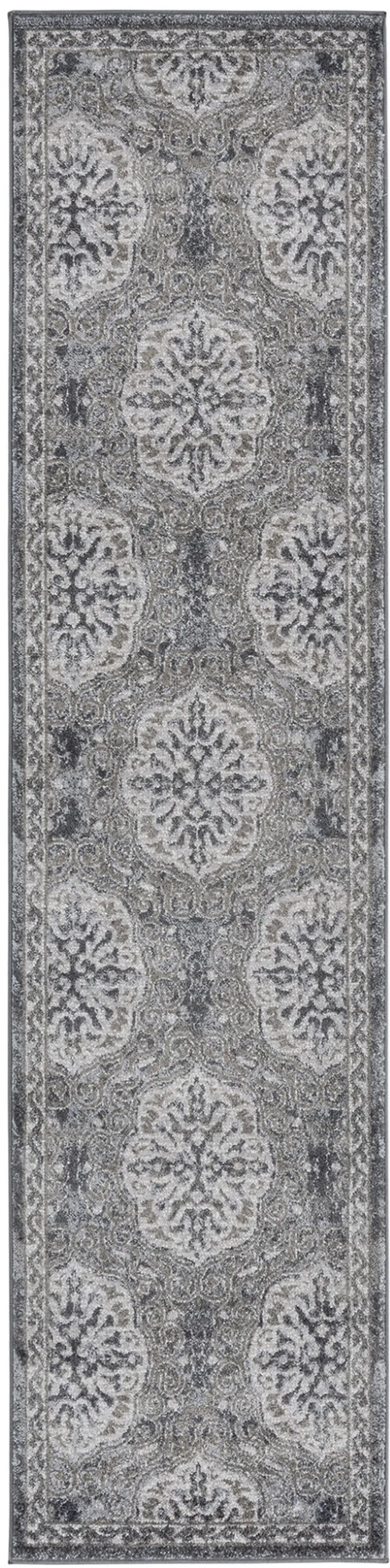 10' Brown Medallion Power Loom Runner Rug Photo 1