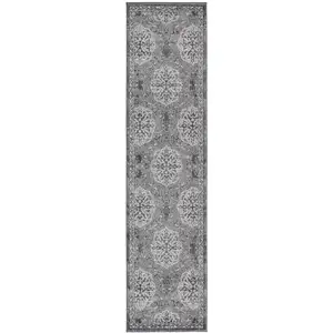 Photo of 10' Brown Medallion Power Loom Runner Rug