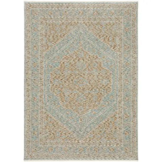 8' Brown Medallion Runner Rug With Fringe Photo 3